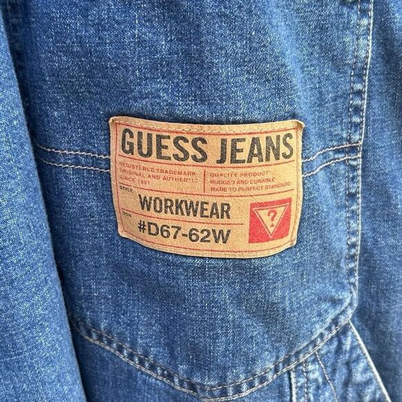 GUESS JEANS USA Workwear Overalls Shorts Men's XXL Blue Denim American Tradition - Picture 7 of 13